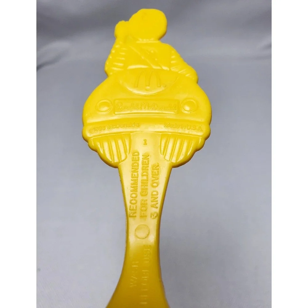Vintage 1986 McDonald's Ronald McDonald Kids Fork‎ Yellow Plastic Happy Meal...